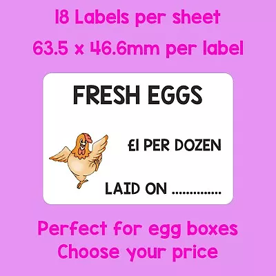 180 Egg Box Labels DesignYour Own Personalised Add Price Quail Poultry Chicken  • £9.95