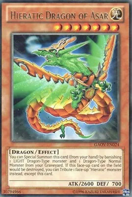 Hieratic Dragon Of Asar GAOV-EN024 Silver Rare Yu-Gi-Oh Card (U) New • £0.99