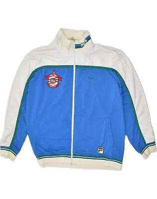 FILA Mens Tracksuit Top Jacket IT 56 2XL Blue Colourblock Polyester VC07 • $19.13