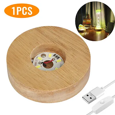 $8.48 • Buy Wood Round LED Lights Display Base USB Resin Mold Night Light Stand Lamp Holder