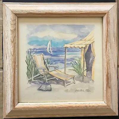 Beach Art By C Winterle Olson Signed Vintage Beach LITHOGRAPH Beautiful Frame • $45