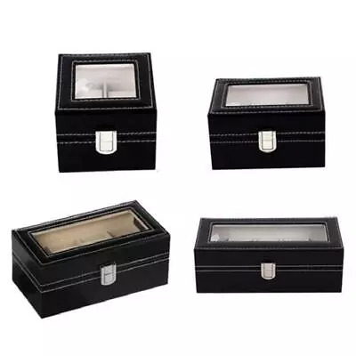 Watch Box Display Case Jewelry Organizer Locking Storage Box For Men Glass Top • $25.35