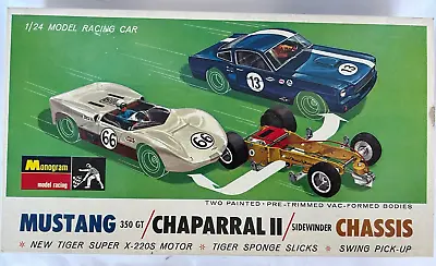 Monogram Double Kit Mustang 350 GT & Chaparral II 1/24 Scale Slot Car Kit NIB • $259.95