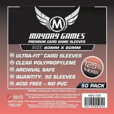 50 Mayday Games Premium Medium Square Card Sleeves 80x80mm MDG7145 7th Continent • £2.50