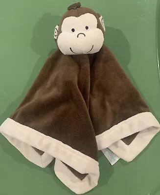 Tiddliwinks Baby Lovey Monkey Security Blanket Brown Plush Velour Soft Crib Toy • $11.25