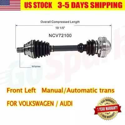Front Left CV Axle Joint Shaft For VW Jetta TDI 2.0L Manual Trans FWD NCV72100 • $73.99