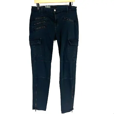 J Brand Pants Size 31 Womens Indigo Blue Brix Racer Zip Cargo Skinny Leg Zipper • $89.99