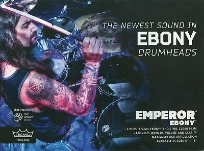 2015 Print Ad Of Remo Emperor Ebony Drumheads W Mike Portnoy The Winery Dogs • $9.99