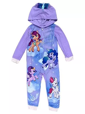 My Little Pony Girls Purple Watch Me Shine Hooded Union Suit Pajamas • $29.99