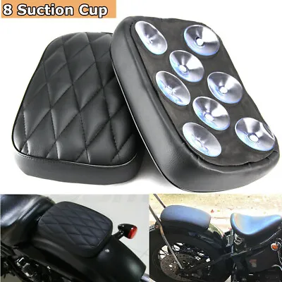 Leather Passenger Solo Seat Pillion Pad 8 Suction Cups Fit For Harley Motorcycle • $16.87