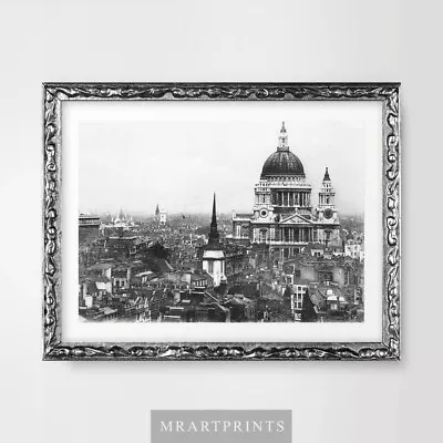 £11.99 • Buy VINTAGE ST PAULS CATHEDRAL LONDON ART PRINT Poster OLD Black White Artwork !!!!