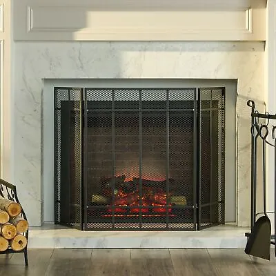 Modern Iron Mesh 3 Panel Fireplace Screen • $66.09