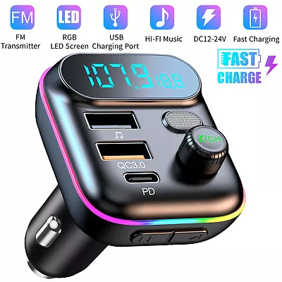 Bluetooth5.0 Car Adapter FM Transmitter USB AUX Radio Handsfree MP3 Music Player • $15.98