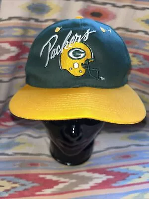 Vintage 1990s Green Bay Packers Helmet Snapback Hat Cap Team NFL AJD One Size • $9.99