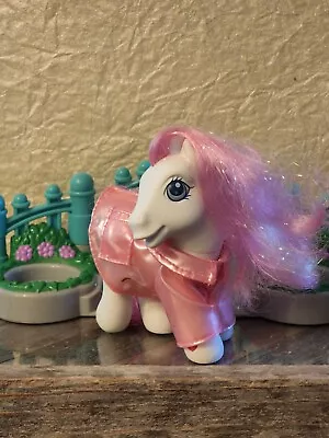 My Little Pony 2002 Star Swirl Two Tone Pink Glitter Hair Stars Heart W Raincoat • $12