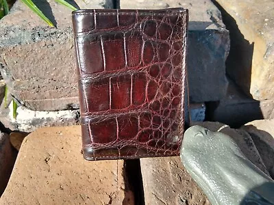 Wild Alligator Tri Fold Short Wallet Gator Swamp Skin Leather Hide Rust Brn FB35 • $225