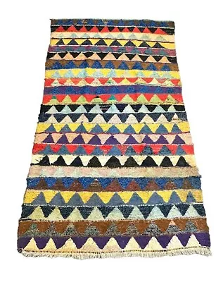 Handmade Vintage Wool Rug Moroccan Berber Design Multicolor 4'3 X 7'9 • $219