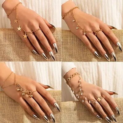 Link Hand Harness Chain Bracelet Star Pendant Ring Bracelets Link Connected • £3.29