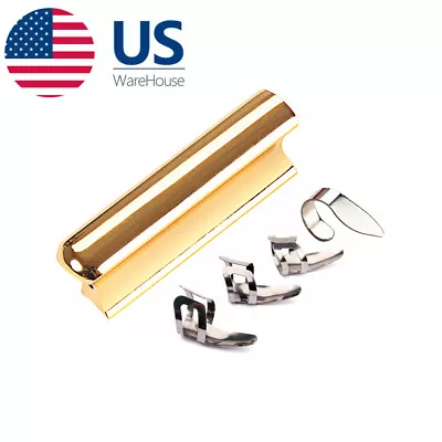 Guitar Slide Solid Stainless Tone Bar Hawaiian Slider With Finger Thumb Pick USA • $15.83