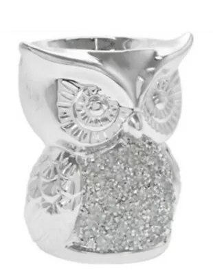 £5.99 • Buy Silver Oil Burner / Wax Melter With Crystals-Owl