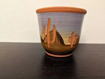 Southwestern Desert Succulents Planter Pottery Clay VGC 4.25  Tall • $12