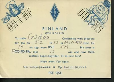 £5.89 • Buy 1 X QSL Card Radio Finland OH1NS Koylio 1953 ≠ R600