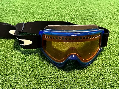 Oakley O-Frame Goggles Translucent Blue Ski Snow Outdoor Black/White Strap Used • $39.99