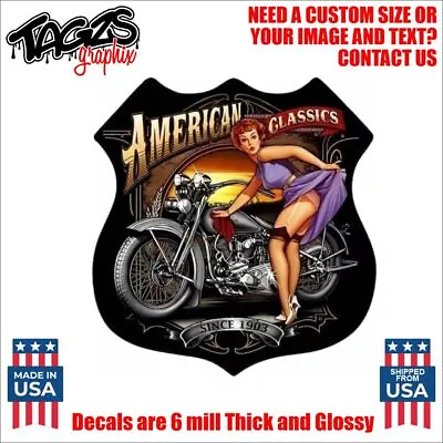 Sexy Pinup Girl Motorcycle Printed & Laminated Window Decal Sticker Car Truck • $19.99