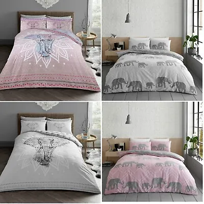 Safari Elephant Ebony Mandala Printed Duvet Cover Pillow Case Bedding Set • £18.04