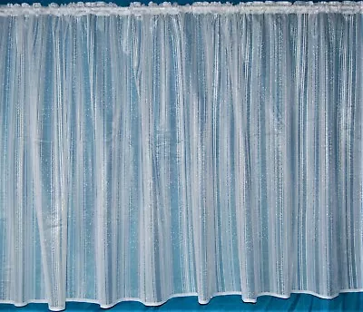 California A Muslin Look  White Sheen Vertical Stripe Net Curtain By The Metre • £3.30