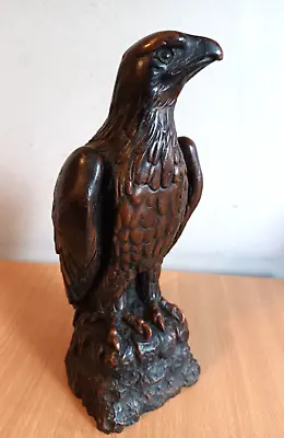 Heavy Brown Resin Golden Eagle Figure Ornament Figurine 22cm • £24.95