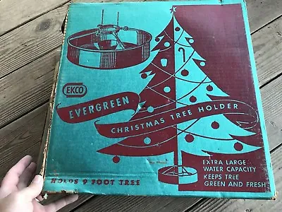 Vintage Ekco Green Metal Christmas Tree Stand In Original Box 1950s Retro  • $55.99