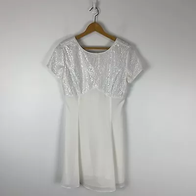 Vintage Jessica McClintock Gunne Sax Dress Size 7/8 White Short Dress Wedding • $35