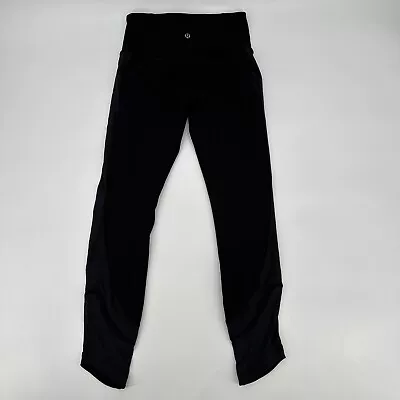 Lululemon Leggings Size 4 Black Stretch Pants Side Wing Mesh Wunder Under • $25.88