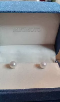 Mikimoto 18K Yellow Gold 6 Mm White Pearl Stud Earrings • $400