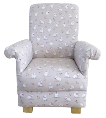 Childs Chair Kids Beige Woodland Bunnies Fabric Bunny Rabbits Armchair Small New • £119.95