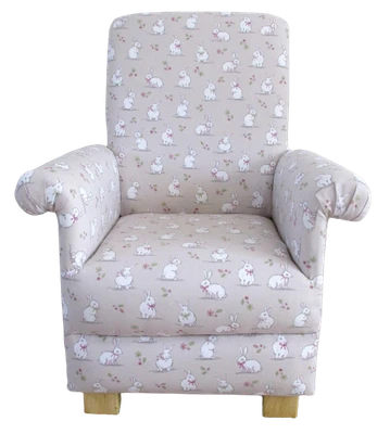 Childs Chair Kids Beige Woodland Bunnies Fabric Bunny Rabbits Armchair Small New • £119.95