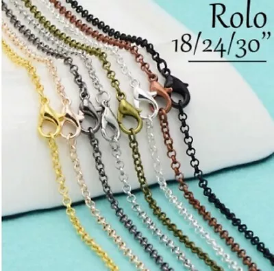 18-30  Inches Assorted Colours Rolo Curb Chain Necklace Various Sizes 46-75 Cms • £3.29