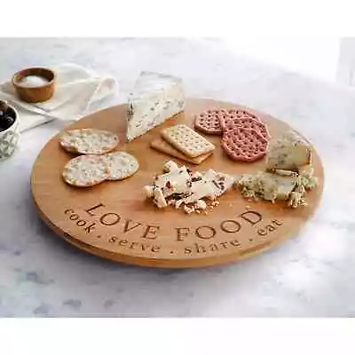 £14.39 • Buy Rotating Wooden Tray Round Lazy Susan Turntable Serving Solid Plate Pizza Board