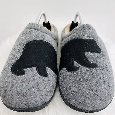 George Gray & Black Bear Wool Feel Sherpa Lined Mens Slippers ~ Size 11 / 12 • $16