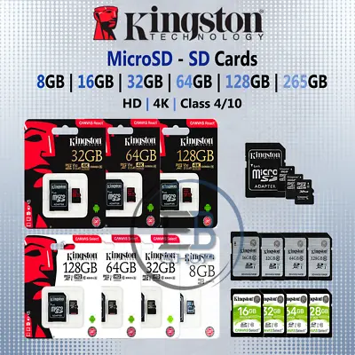 Kingston Micro SD Card 8gb 16g 32gb 64gb 128gb Memory Cards Fast Read Write Lot • $24.99