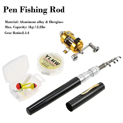 Mini Fishing Rod Reel Combo Portable Fishing Gear Telescopic Fishing Rod R4Y0 • $12.99