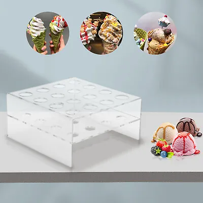 Double-layer Mini Cones Clear Acrylic Cone Holder Desserts Ice Cream Display • £9