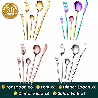 30Pc Premium Modern Cutlery Set Finest Quality Polished Stainless Steel 4 Colour • £13.99