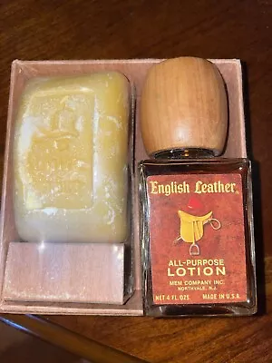 ENGLISH LEATHER By MEM COMPANY Inc. ALL-PURPOSE LOTION 4OZ AND SOAP NIB VINTAGE • $29.95