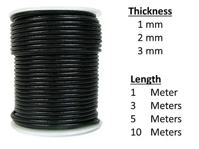 £1.45 • Buy Real Leather Round Cord/String/Thread For Jewelry Making Necklace Pendant