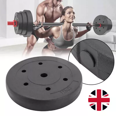 15KG Weight Plates Set For Gym Barbell Vinyl 1  Standard Home Dumbbell Discs • £17.99