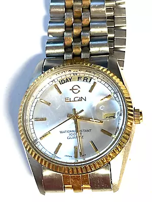 Men's Vintage President Elgin Watch Day Date FC412 Jubilee Band • $19.99