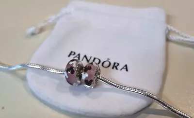 Pandora~DISNEY Parks Exclusive Mickey Mouse Icon Pink Murano Glass Charm Lot~NEW • $35.95