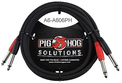 6ft Dual 1/4  TS Mono Male To Male Plug Noise Free Pig-Hog Audio Cable A6-A606PH • $11.95